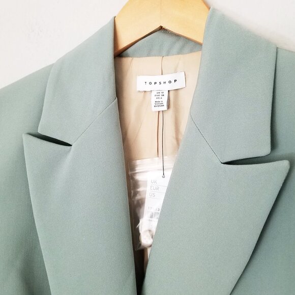 NEW Topshop Kiki Double Breasted Blazer Jacket Size 6 Sage Green Retro Chic $95 - Picture 9 of 16